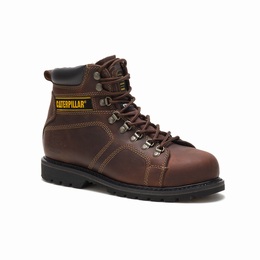 Caterpillar Silverton Steel Toe Work Férfi 6 Inch Bakancs Sötét Barna, HU-Q052